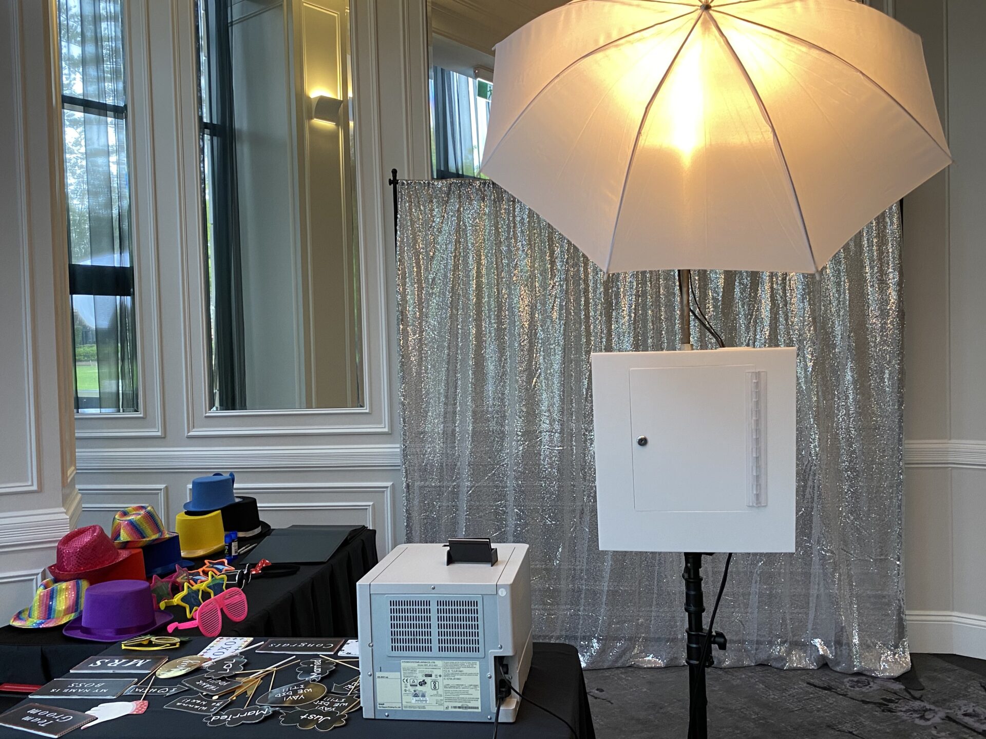 Bright, colorful setup of a Party Photo Booth.